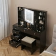 thumbnail image 3 of Ktaxon Large 47.2" Makeup Vanity with 3 Color Lights, Dressing Table w/ USB Charging Station, Adult, Black, 3 of 7