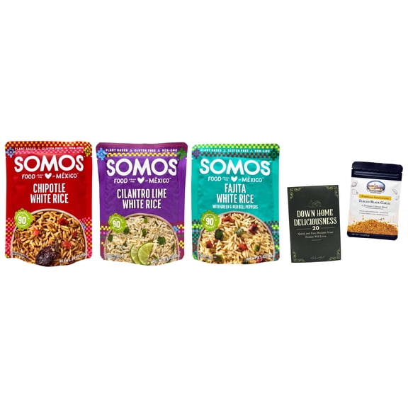 Somos Instant Rice Side Dishes Variety 3-Pack | Fajita, Chipotle & Cilantro Lime White Rice | 8.5-8.8 oz | MerlinsMart Zine & Shawhan Farms Parmesan