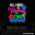 thumbnail image 3 of Craftnamesign All I Need Is Vitamin Sea Neon Sign for Beach Club Shop Restaurant Wall Decor, 3 of 5