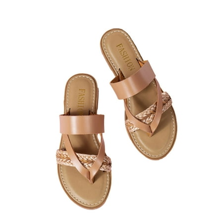 

Kukoosong Womens Sanndals Summer Sandals Clip Toe Flip Flops Boho Casual Slippers Beach Shoes Flat Sandals for Women Khaki 42