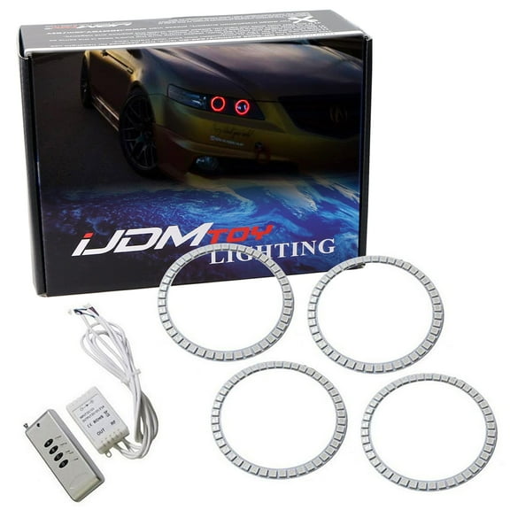 7-Color RGB LED Halo Ring Lighting Kit For 2007-2008 Acura TL Projector Front Road Illuminating Light Retrofit w/Adjustable Setting