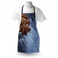 thumbnail image 3 of Africa Apron Grizzly Bears Fishing in the River Waterfalls Cascade in Alaska Nature Camp View, Unisex Kitchen Bib Apron with Adjustable Neck for Cooking Baking Gardening, Brown White, by Ambesonne, 3 of 3