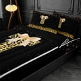 thumbnail image 3 of meiyoeat Cheetah Pattern Monogram T Zipper Full Size Comforter Sets with Fitted Sheet and 2 Pillowcases,Fashion Leopard Print Letter Design Zipper Bedding Set For Girl,Black Reversible,4 Pieces, 3 of 7