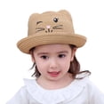 thumbnail image 3 of shoper Adorable Bear Floppy Sun Hat for Girls Wide Brim Beach Cap with Bow Toddler Summer Outdoor, 3 of 8