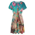 thumbnail image 4 of Sky Candy Land Dress Fashion Beach Short Sleeve Dresses Female Party Printed Sundress, 4 of 7