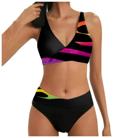 Gubotare 2-Piece Women s Padded Push-up Bra Bikini Swimsuit Bathing Swimwear Beachwear Summer Set (Black S)