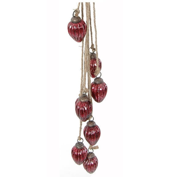 Mercury Glass Ornaments, Cluster Mini Glass Ornaments, Cranberry