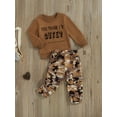 thumbnail image 3 of Bagilaanoe 2PCS Toddler Baby Girl Long Pants Set Letter Print Long Sleeve Sweatshirt Tops + Camouflage Sweatpants 1T 2T 3T 4T 5T 6T Kids Casual Sweatsuits, 3 of 8