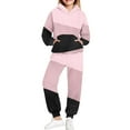 thumbnail image 3 of Girls Boys Hoodie and Sweatpants Color Block Fleece Sweatsuit 2 Piece Jogger Set Tracksuit Fall Winter Outfits New Matching Sets Girls Clothing Workout Watermelon Red 14-15 Years, 3 of 6