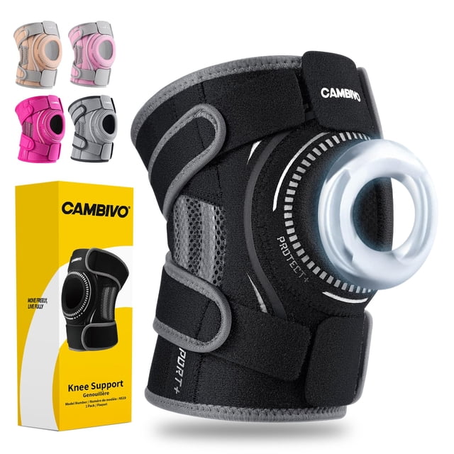 Rodillera CAMBIVO Elite Motion Series para mujer y hombre con estabilizadores laterales, rodillera rotuliana para desgarro de menisco, soporte para aliviar el dolor de rodilla, correr, baloncesto y en