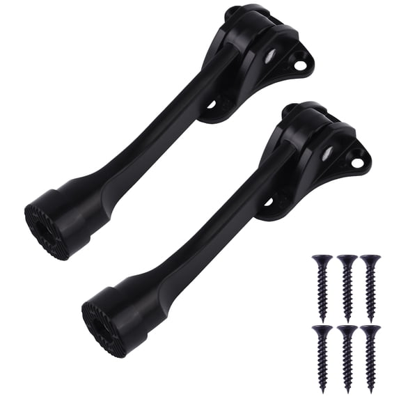 HEMOTON Set of 2 Premium Zinc Alloy Horseshoe Door Stops with Rubber , Black Finish for Doors