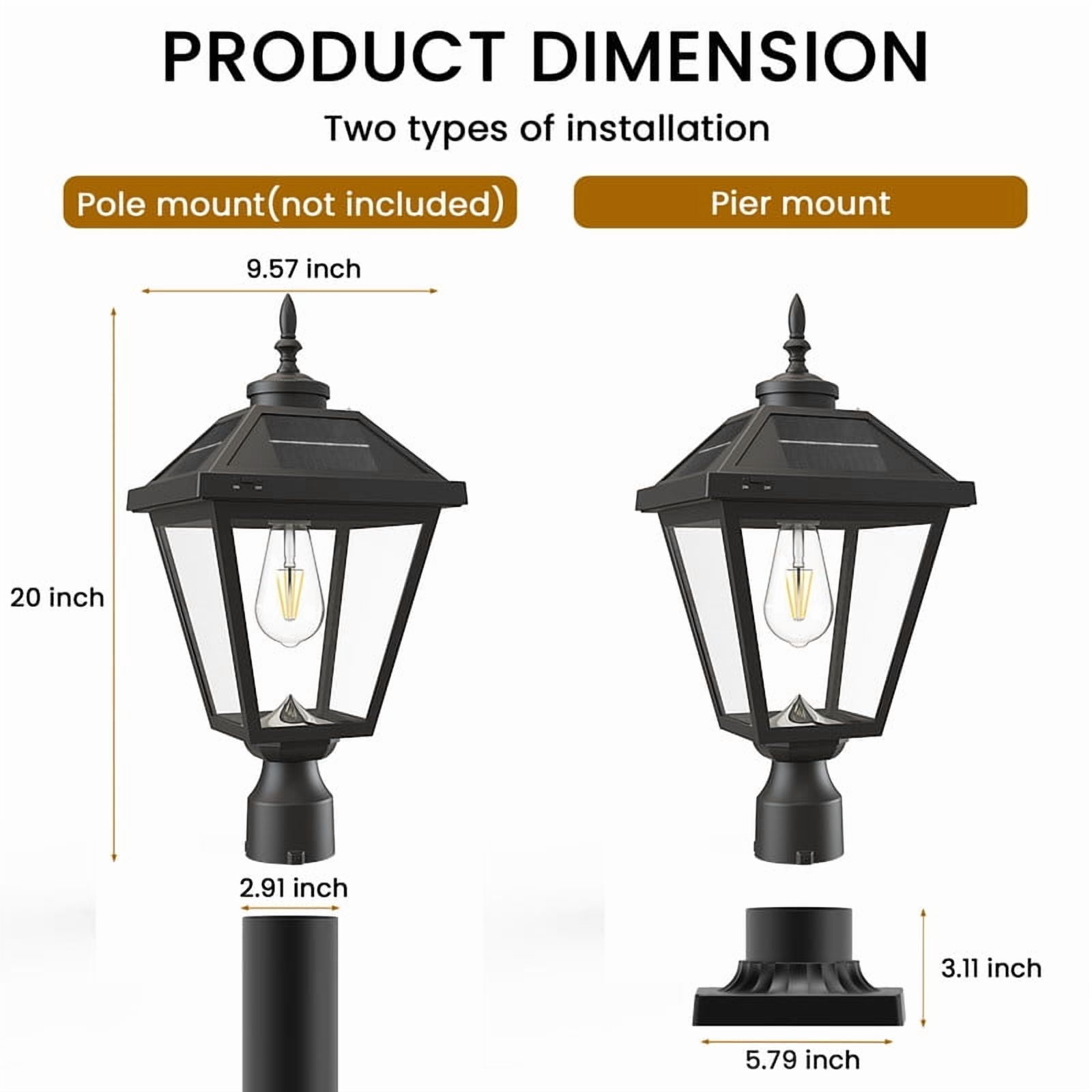 Cedar Hill 22-in Black Clear Glass Outdoor Solar Post Lantern Dusk-to-Dawn