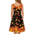 thumbnail image 3 of FKELYI Fall Maple Leaf Sleeveless Dresses Comfortable Tank Dress for Women Polyester Casual Midi Length Dress Size XL Harvest Thanksgiving, 3 of 4