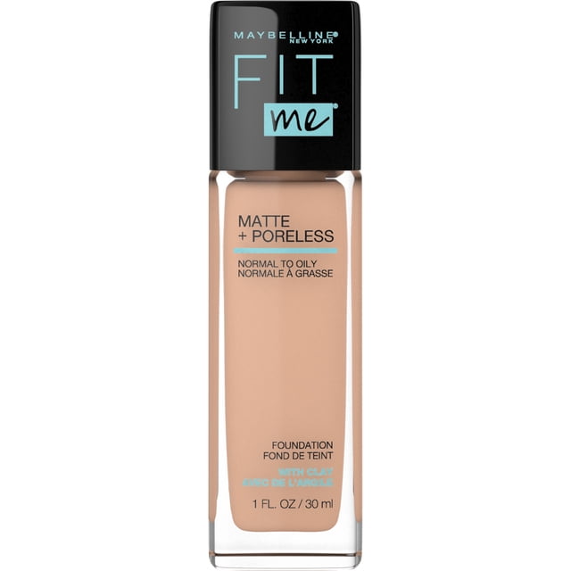 Fond de teint Fit Me Matte + Poreless Maybelline New York, Formule ultralégère qui contrôle la brillance, Pour peaux normales à grasses, 222 true beige ,30 ml