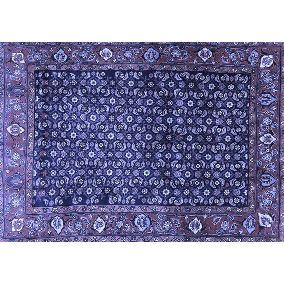 Ahgly Company Machine Washable Indoor Rectangle Persian Blue Traditional Area Rugs, 4' x 6'