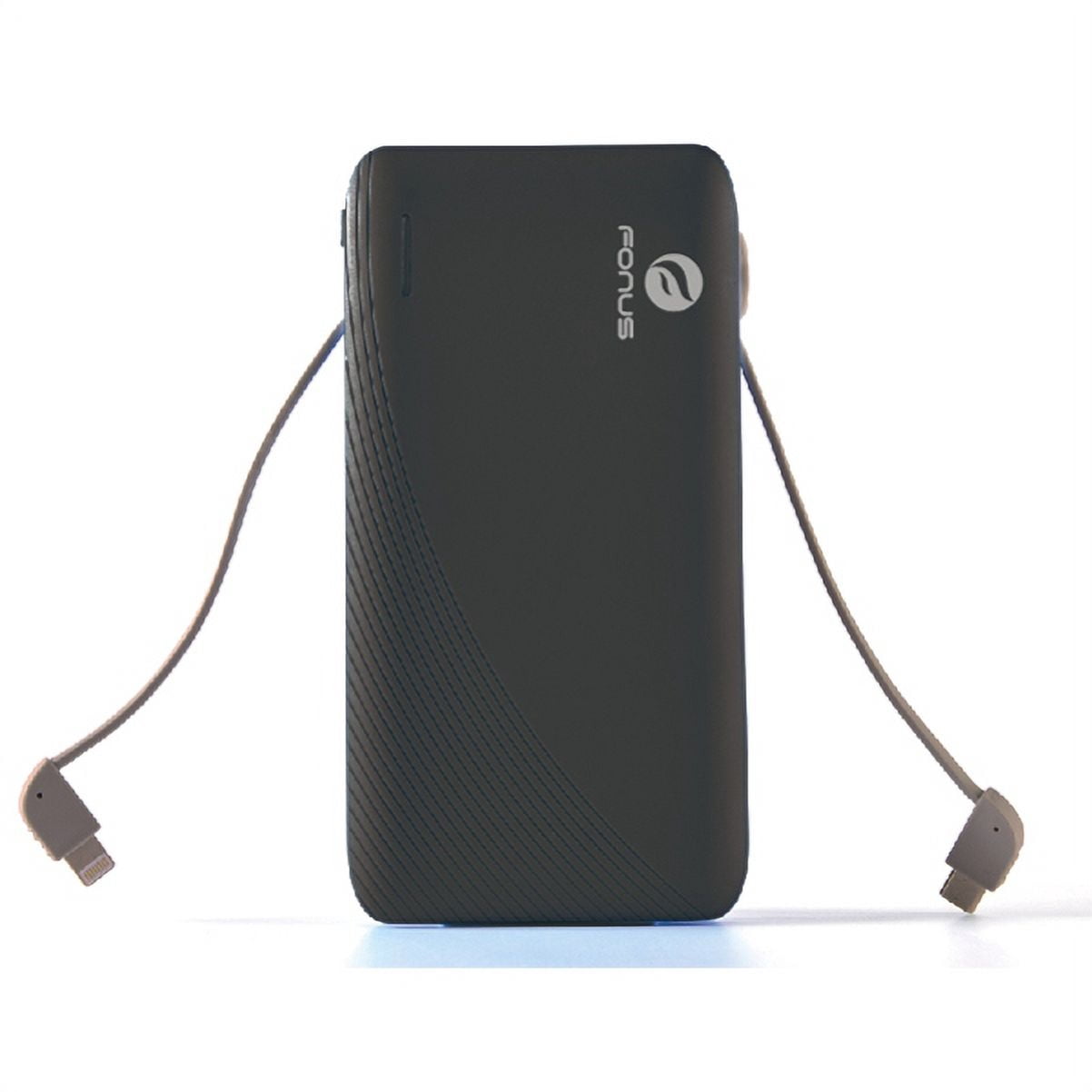 Slim 10000mAh Portable Battery Charger Backup PowerBank Rapid 2-Port USB Adapter with Built-in Cables Black Compatible With Motorola Moto G7 Play - Nokia 3.1 Plus - Samsung Galaxy S10e S10+