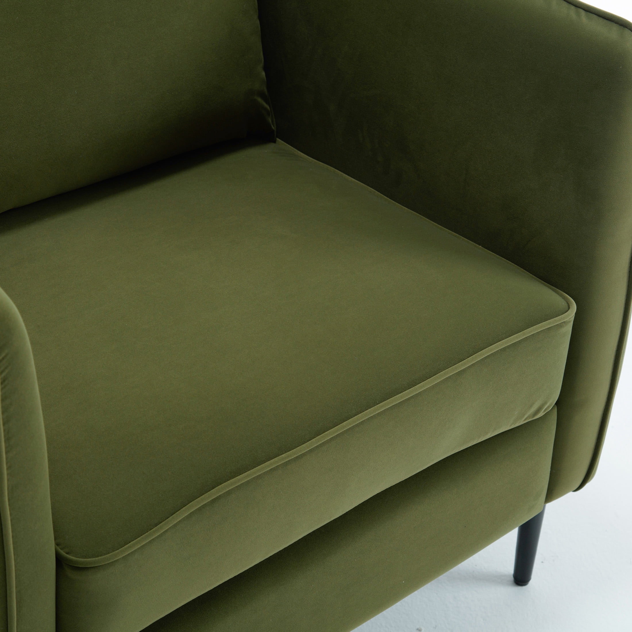 Noble House Mid-Century Modern Velvet Upholstered Accent Chair with Pillow, Metal Legs, Green