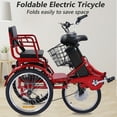 thumbnail image 2 of Broobey Electric Tricycle for Adults Folding Electric Trike 3 Wheel Electric Trike with Two-seater Large Basket Super Powerful Brushless 500W Motor 48V15AH Lithium Battery Max 20MPH E-Tricycle Red, 2 of 9