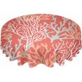 thumbnail image 2 of Orange Red Coral Coastal Round Tablecloth 60 Inch - Summer Beach Waterproof Fabric Table Cloth Protector, Ocean Seaside Nautical Tablecloths Washable Table Cover for Kitchen Party, 2 of 6