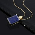 thumbnail image 4 of Gem Stone King 14.05 Ct Emerald Cut Blue Lapis 18K Yellow Gold Plated Silver Pendant with Chain, 4 of 6