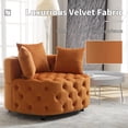 thumbnail image 2 of Luxurious Velvet Tufted Round Accent Chair with Plush Pillows for Living Room and Bedroom, Oversized Barrel Chair (Orange), 2 of 5