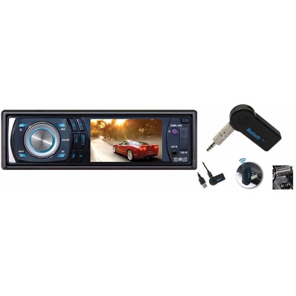 Absolute DMR-380T 3.5-Inch In-Dash Single Din DVD/CD/MP3 Receiver with Detachable Face and USB Input