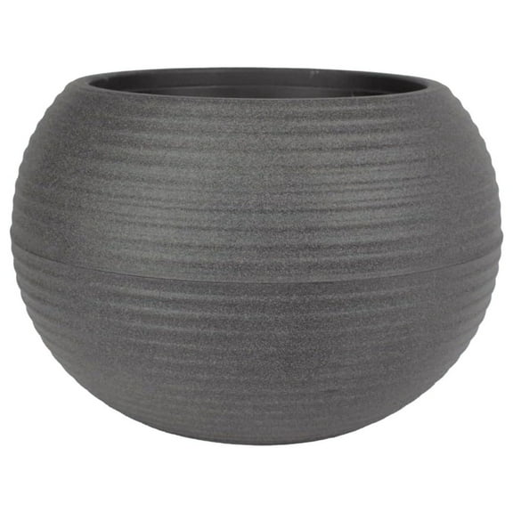 The HC Companies 8 Inch Atlas Sphere Planter, Round Plastic Plant Pot, Gray