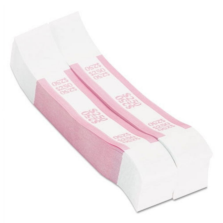 Currency Straps, Pink, $250 in Dollar Bills, 1000 Bands/Pack Currency Straps, Pink, $250 in Dollar Bills, 1000 Bands/Pack