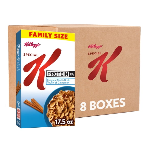 (1 pack) Kellogg's Special K Protein Breakfast Cereal, Protein Cereal, Family Breakfast, Family Size, Original Multi-Grain Touch of Cinnamon (8 Boxes)