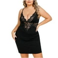 thumbnail image 4 of ylioge Plus Size Nightgowns for Women XL-4X Lightweight Lace Splice Deep V Neck Bodycon Dresses Ladies Solid Sleeveless Homewear Sleepshirts, 4 of 5