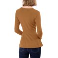 thumbnail image 3 of INSPIRE CHIC Haut à Basque en Tricot Côtelé à Col en V à Manches Longues pour Femme, 3 of 7