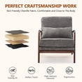 thumbnail image 4 of Mid-Century Accent Chair with Curved Wood Armrests & Lumbar Pillow, Upholstered Living Room Armchair, Comfy Reading Lounge Chair for Bedroom (Antique Dark Grey), 4 of 9