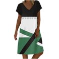 thumbnail image 2 of SMihono Robes Bohémiennes d'Été pour Femmes Grande Taille Col en V Mode Décontractée Tempérament Chandail à Manches Courtes Imprimé Robe Ample, 2 of 5