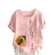 thumbnail image 1 of Vestidos Casuales Para Mujer, Blusas De Mujer De Moda Blusa informal de lino con botones y manga corta estampada para mujer, 1 of 6