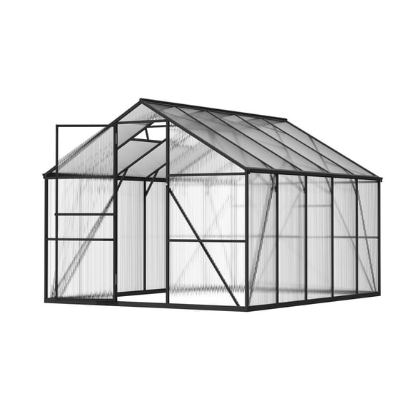 8 x 10 FT Polycarbonate Greenhouse, Heavy Duty Outdoor Green House with Adjustable Vents & Push-Pull Lockable Door, Quick Setup, Aluminum Frame Walk-in Greenhouse Sunroom for Outside Garden Lawn