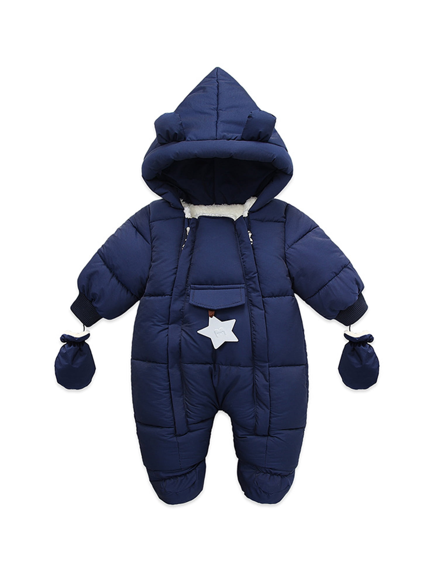 Romper + Gloves + Shoes for 0-24 Months LPATTERN Baby Girls Boys Warm Down Romper All in One Snowsuit One Piece Puffer Suit Winter Infant Bodysuits Outfit Double Zipper Jumpsuit 3Pcs Set 