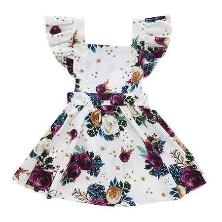 

Dresses for Girls Sleeveless Fashion Dress Casual Print White 100