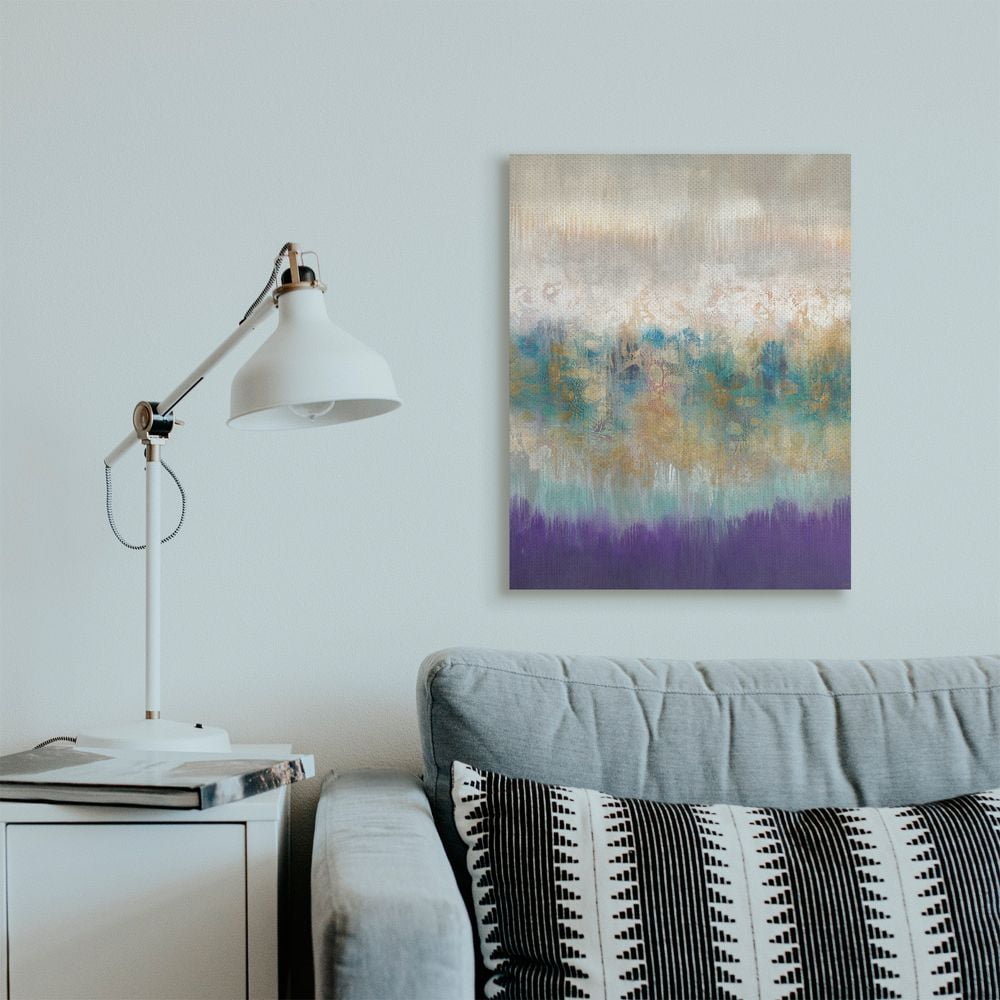 Stupell Industries Elegant Purple Grey Gold Brush Stroke Abstract Painting Canvas Wall Art Design by K. Nari, 24" x 30"
