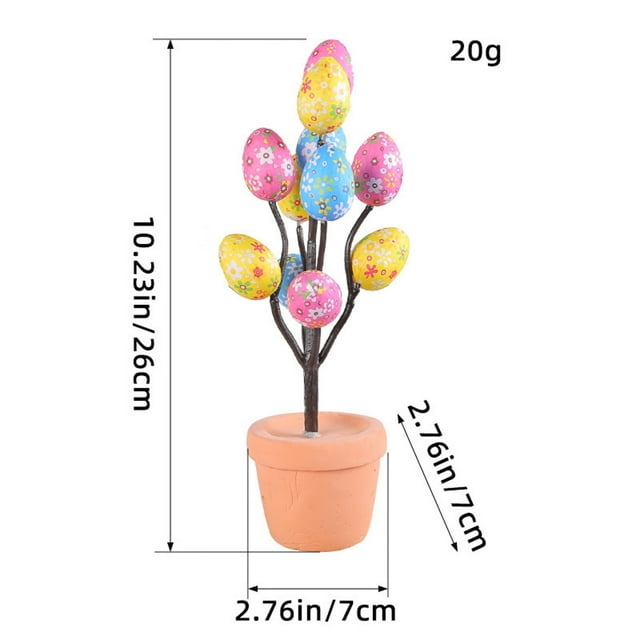 yulier Oeufs de Pâques Arbre Plantes en Pot Décorations de Pâques Oeufs de Pâques Pot de Fleurs Intérieur Table Extérieur Patio Décor de Printemps de Pâques