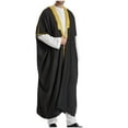 thumbnail image 5 of NaWent Thobe for Men Islam Middle East Islamic Muslim Dress Clothes Loose Fit Open Front Embroidered Abaya Kaftan Thobe Robe Black 4(M), 5 of 5