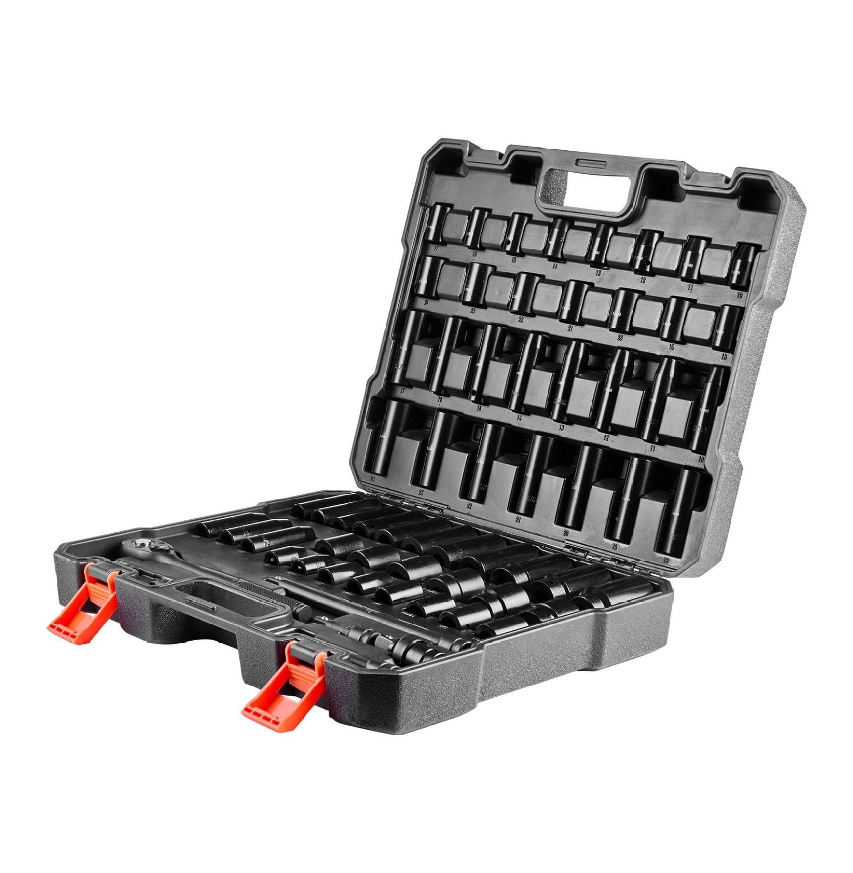 Impact Socket Set 65-Piece - 1/2" Drive SAE & Metric, Deep & Standard Sockets - 3/8" to 1-1/4", 10-24mm - CR-V/Cr-Mo Steel - Auto Repair Tool Set