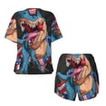 thumbnail image 2 of Sigee Blue Dinosaur for Sleepwear Casual Pjs with Pockets Women's Pajamas Sets Shorts 2 Piece Short Sleeve Lounge Sets XX-Large, 2 of 9