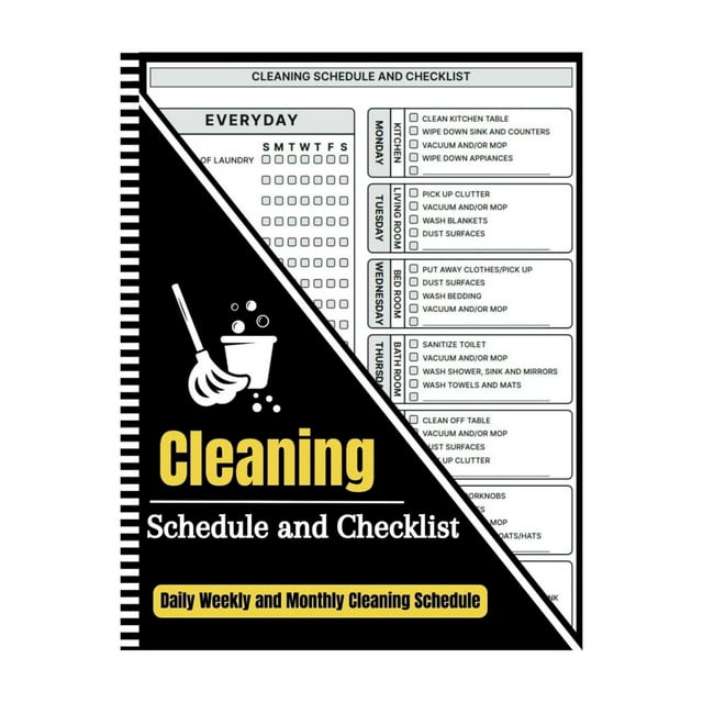 Notebook Paper Cleaning Schedule & Checklist Planner | House Cleaning Schedule for Daily, Weekly & Monthly Tasks | Household Chores with Checklists for Adults Book Journal