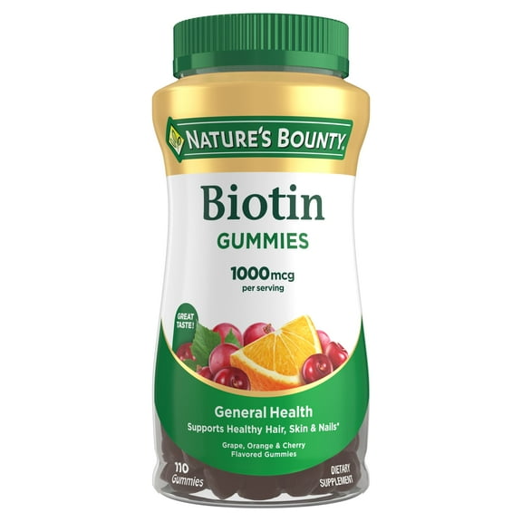 Nature's Bounty Biotin Gummies, Multi-Flavored, 1000 mcg, 110 Ct