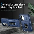 thumbnail image 2 of Dteck for Samsung Galaxy S23 with Camera Cover & Kickstand, Heavy Duty Military Grade Shockproof Rugged Slide Lens Protection 360 Rotate Ring Stand, Impact-Resistant Protective Bumper, blue, 2 of 8