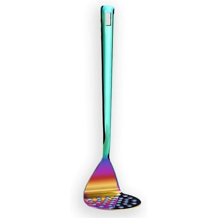 

Rainbow Skimmer Stainless Steel Metal Strainer With Titanium Rainbow Plating Kitchen Cooking Skimmers For Non-Stick Cookware Dishwasher Safe