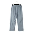 thumbnail image 5 of Women's Pants Fashion Casual Pants For Women Cotton And Linen Striped Elastic Waistband High Waistband Pocket Side Buttons Nine Point Loose Casual Straight Leg, 5 of 5