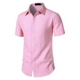 thumbnail image 5 of JTieacloth Button Up Dress Shirt with Pocket Men's Casual Short Sleeve Striped Shirt With Open Collar And Loose Fit For Summer Wear Wrinkle Durable And Easy Care Design Pink, 5 of 6