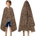 thumbnail image 3 of Brown and Black Leopard Print Hooded Bath Towel，50"x30" for Ages 3 To 12 Kids, Quick Dry Lightweight Soft Microfiber Hood Beach Towel Cover Up for Kids, 3 of 7