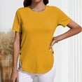 thumbnail image 3 of Mittory Womens Short Sleeve Summer Dressy Casual Tops Button Basic Tee Side Split Hem Shirt Blouse, 3 of 6
